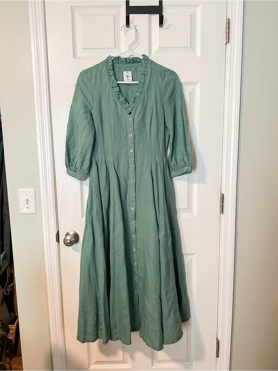 Son de Flor Dresses & Skirts - Son De Flor Teal Blue Ophelia Linen Dress XXS